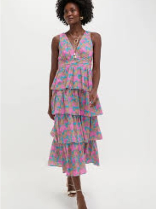 Hyacinth House Dresses & Skirts - Hyacinth House Pink Floral Tiered Maxi Dress